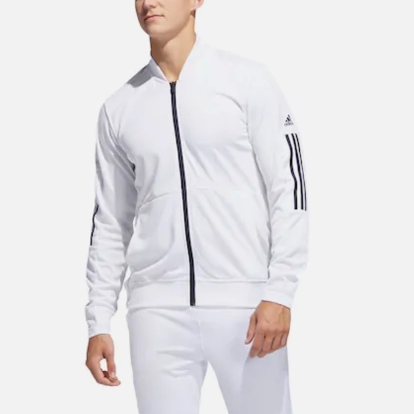Adidas Men’s Snap Jacket White Full Zip Size M - Picture 1 of 9